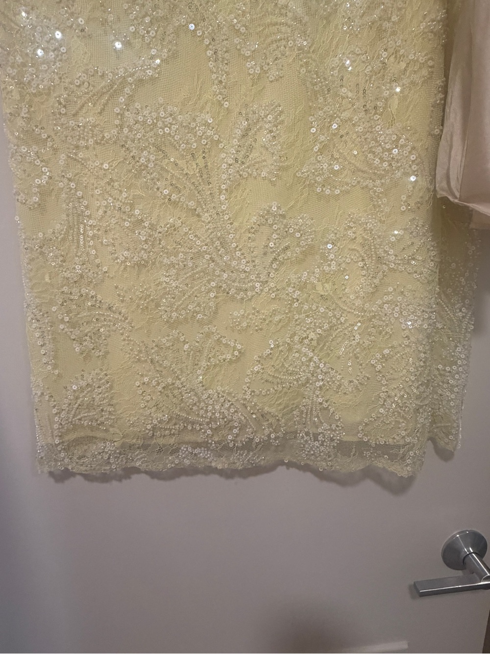 Embellished Cream Lace Maxi Dress